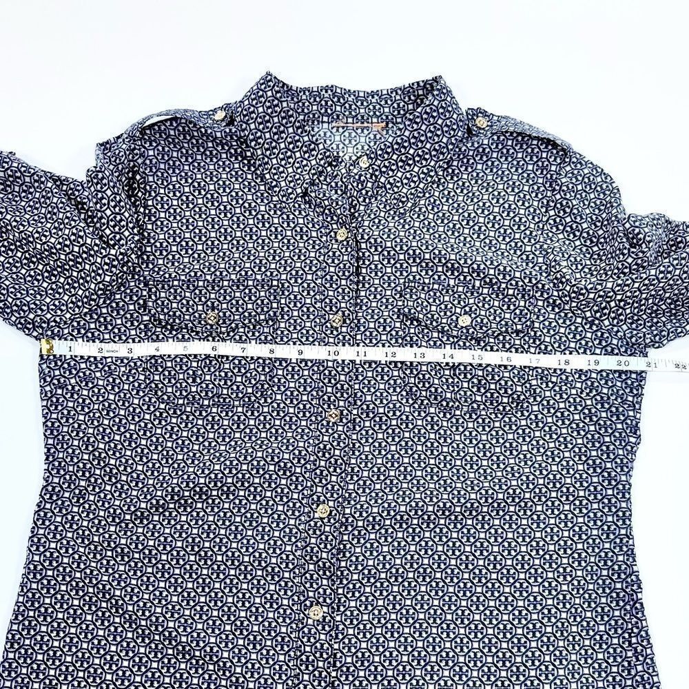 Tory Burch lightweight sheer pattern button down blouse M - Picture 12 of 13